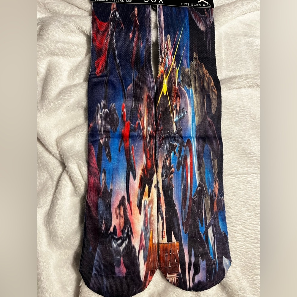 All natural 'Avengers' 100% cotton Unisex socks one size fits all 6-13